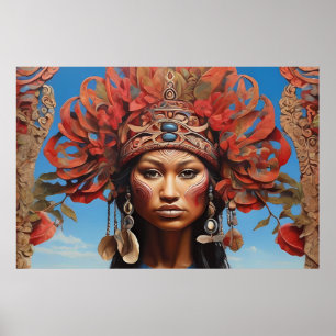 Poster Aztèque Abstrait Fusion Tribale Vibrant Art