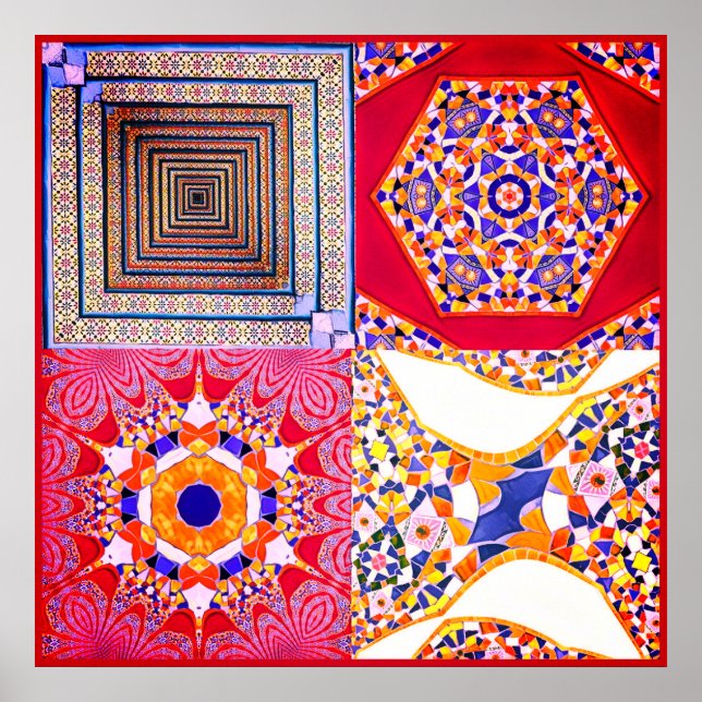 Poster Azulejos Carreaux géométriques avec torsion CG (Devant)