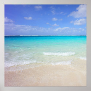 Poster Azure Blue Caribbean Tropical Beach