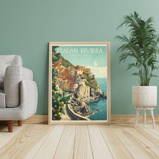 Poster Azure Shores of Amalfi – Vintage Italian Seaside 