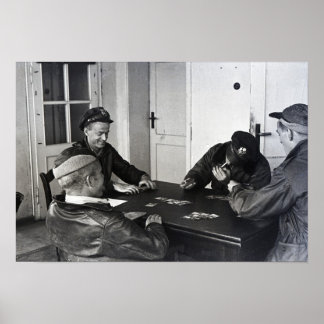 Poster B-17 Les pilotes de bombardiers jouent aux cartes