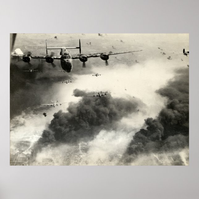 Poster B-24 2ème guerre mondiale au-dessus des champs pét (Devant)