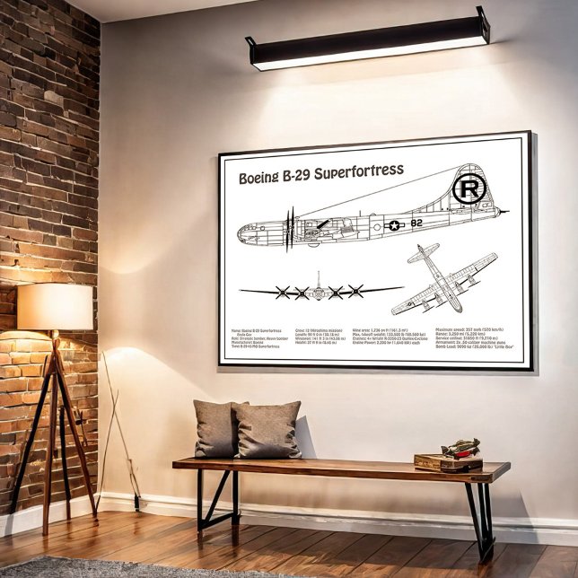 Poster B-29 Superforteresse - Plan directeur de l'avion B (Créateur téléchargé)