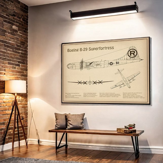 Poster B-29 Superforteresse - Plan directeur de l'avion S (Créateur téléchargé)