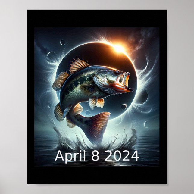 Poster B Éclipse solaire de poisson 8 avril 2024 (Devant)