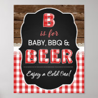 B est pour bébé, barbecue et signe de bière - Red