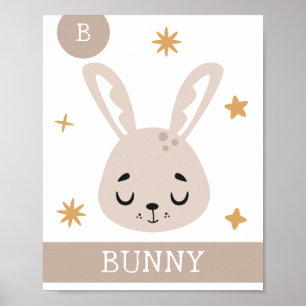 Poster B est pour Bunny, Nursery, Chambre, Art Mur pour E