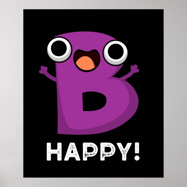 Poster B Happy Funny Alphabet Pun Dark BG (Devant)