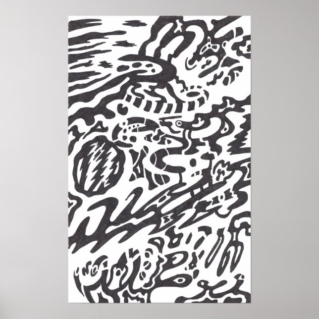 Poster B&W "Midnight" Abstrait (Devant)