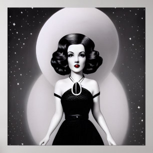Poster B&W Retro Sci-fi Femme