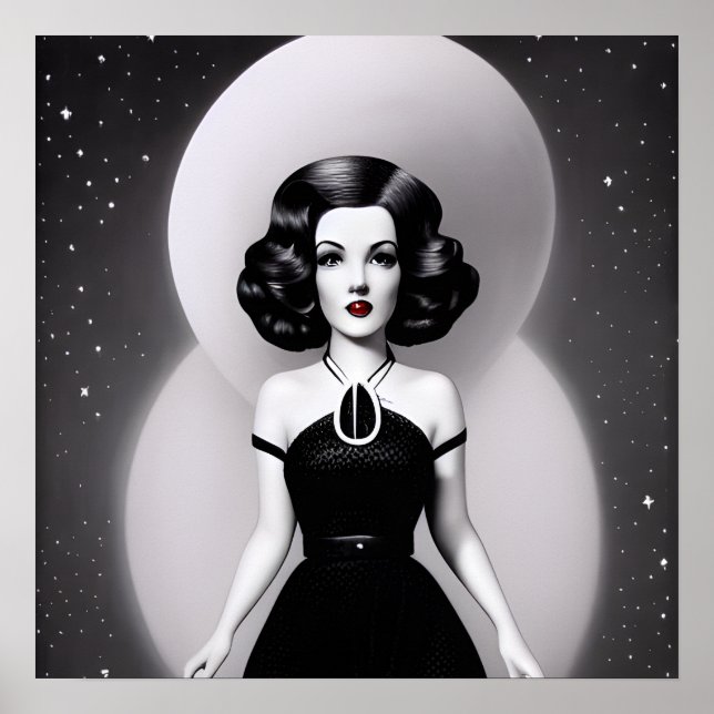 Poster B&W Retro Sci-fi Femme (Devant)