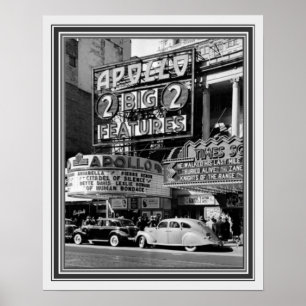 Poster B&W Vintage Photo du théâtre Apollo 16 x 20
