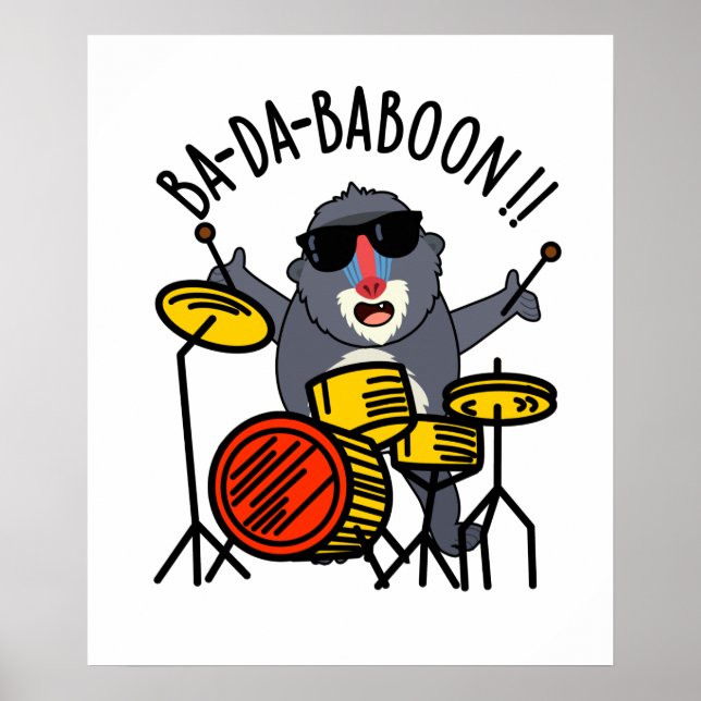 Poster Ba-da-ba-boon Funny Singe Baboon Pun (Devant)
