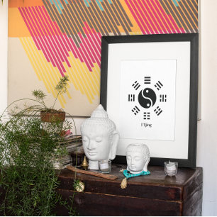 Poster Ba Gua, huit trigrammes, Yin yang personnalisable