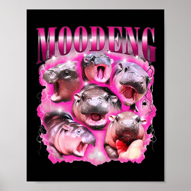 Poster Ba moo-deng drôle (Devant)