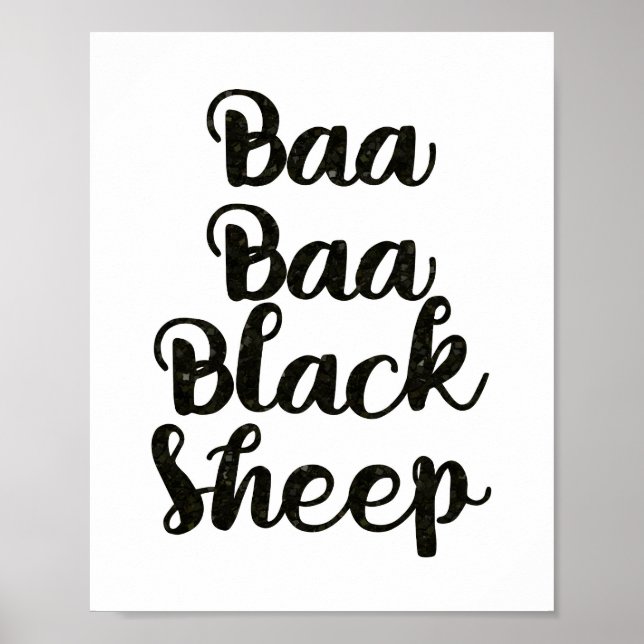 Poster Baa Baa Black Sheep Parties scintillant (Devant)