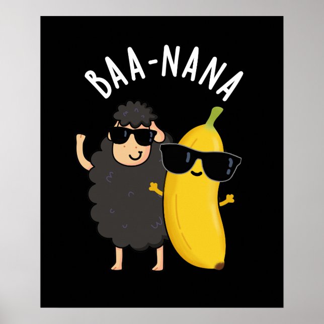 Poster Baa-nana Funny Banana Puns Dark BG (Devant)