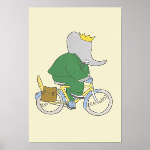 Poster Babar fait du vélo