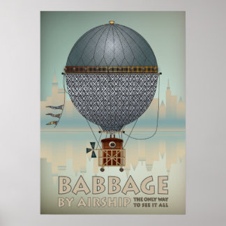Poster Babbage by Airship Steampunk Vintage voyage