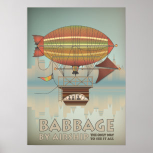 Poster Babbage by Airship Steampunk Vintage voyage