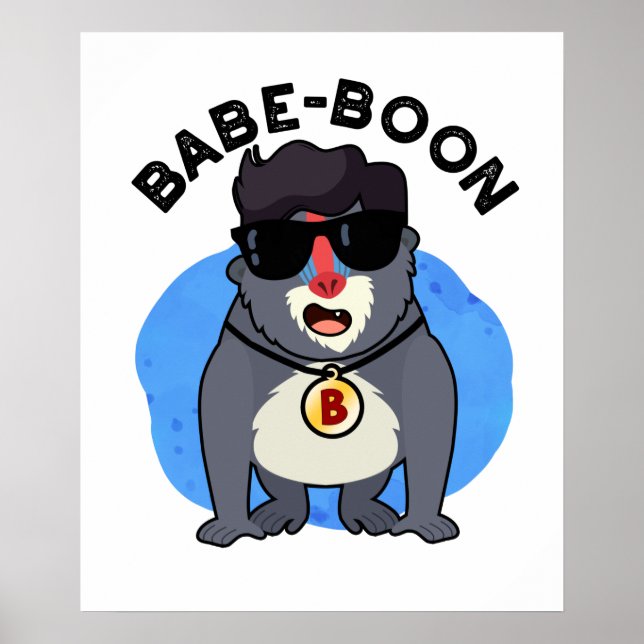 Poster Babe-boon Funny Animal Singe Baboon Pun (Devant)