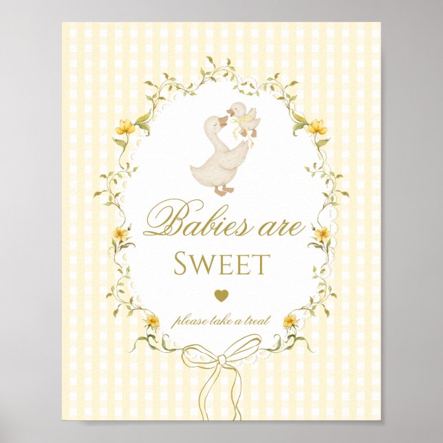 Poster Babies are sweet Silly Goose yellow gingham (Devant)