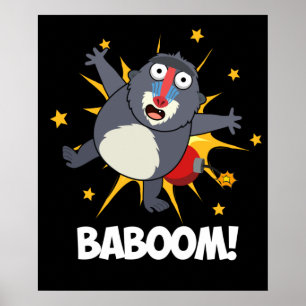 Poster Baboom Drôle Explosif Baboon Pun Dark BG