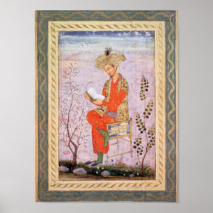 Poster Babur Reading, Mughal
