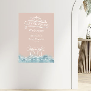 Poster Baby à bord Baby shower rose Surf Accueil