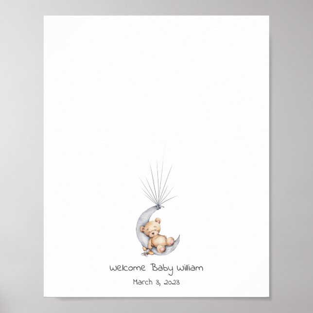Poster Baby Bear Siting on the Moon Guest Book (Devant)