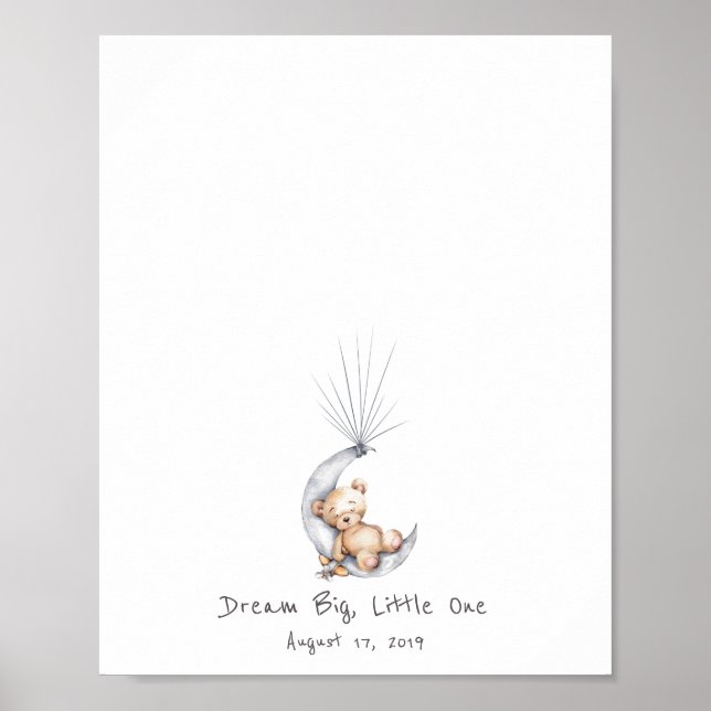 Poster Baby Bear Sitting on the Moon Guestbook (Devant)