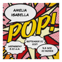 Baby Birth Stats Comic Book Pop Art Keepsaké