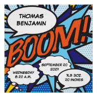 Baby Birth Stats Comic Book Pop Art Keepsaké