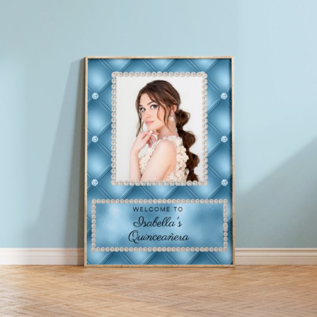 Poster Baby Blue Pearls Photo Quinceañera (Créateur téléchargé)