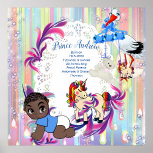 Poster Baby Boy Bubbles & Unicorns