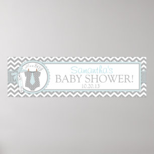 Poster Baby Boy Cravate Chevron Imprimer Baby shower bann
