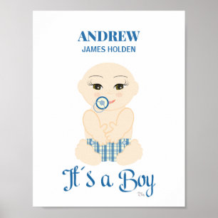 Poster Baby Boy dans les tons bleus Conception de l'état 