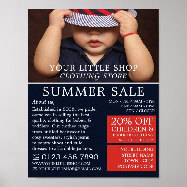 Poster Baby Boy en Casquette, magasin de vêtements pour e (Devant)