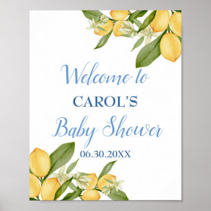 Poster Baby Boy Positano Lemons Baby shower bleu Bienvenu