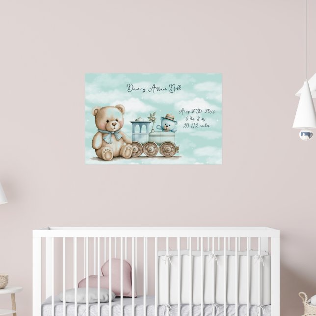 Poster Baby Boy Teddy Bear Panier de jouets (Pépinière 2)