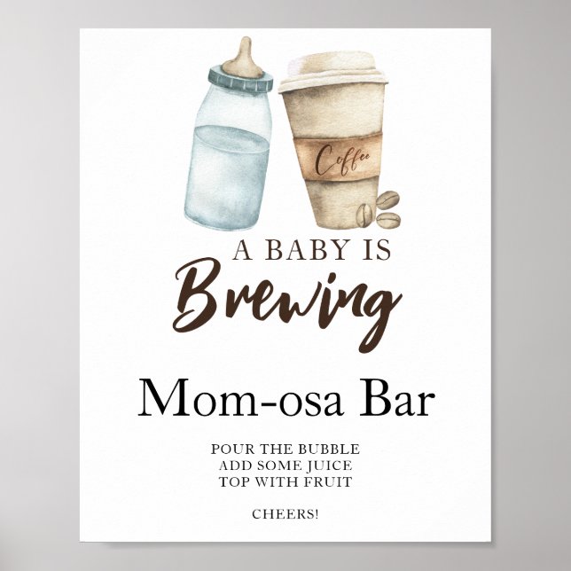 Poster Baby brasse café baby shower Momosa bar (Devant)