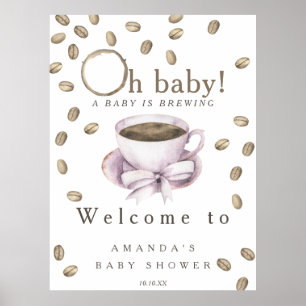 Poster Baby brasse Welcome café baby shower fête