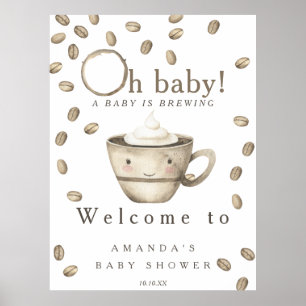 Poster Baby brasse Welcome café baby shower fête