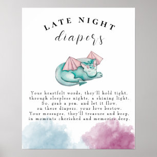 Poster Baby Dragon Baby shower Late Night Diapers Jeu