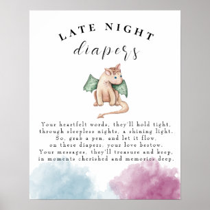 Poster Baby Dragon Baby shower Late Night Diapers Jeu