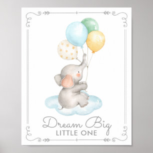 Poster Baby Elephant & Balloons Dream Gros Décor Nursery