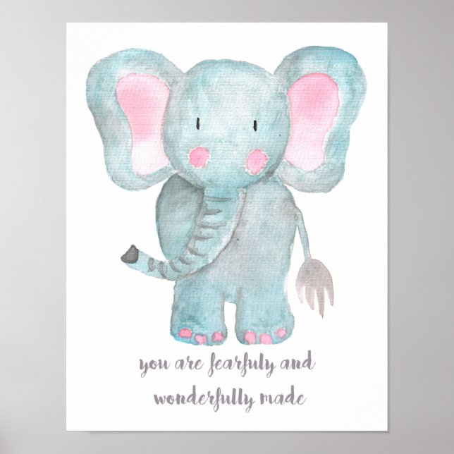 Poster Baby Elephant Nursery Wall Art (Devant)