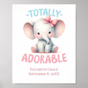 Poster Baby Elephant rose bébé fille crèche murale art