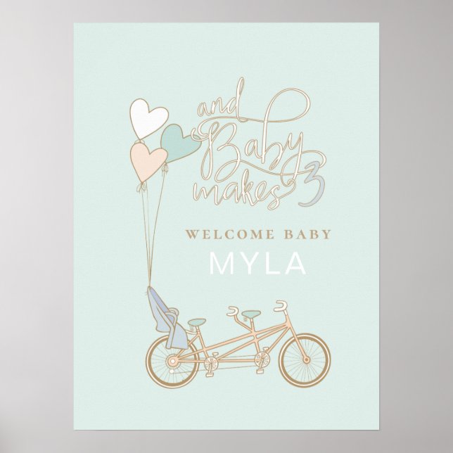 Poster Baby Fabrique trois tandem vélo avec siège bébé pe (Devant)