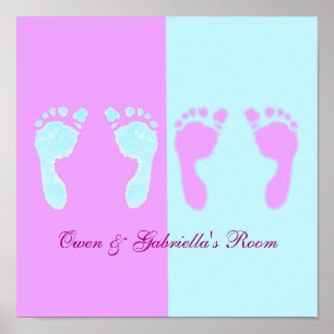 Poster Baby Footprints (Boy/Girl Twins)